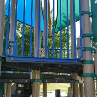 Bigger kids playground with a slide and fun climbing activities