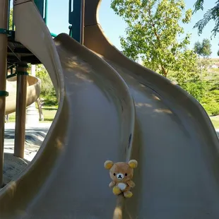 Double slide on the smaller children&apos;s playground