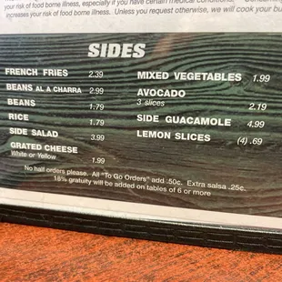 menu