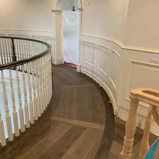 a curved staircase