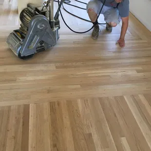 Making sure it&apos;s flat. One of our latest sand and finish jobs.