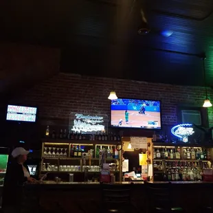the bar and televisions