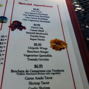 menu