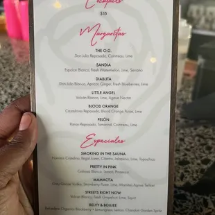 Drink menu