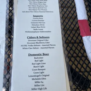 the menu