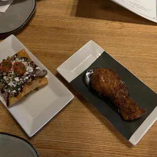 Duck tostadas and fried chicken