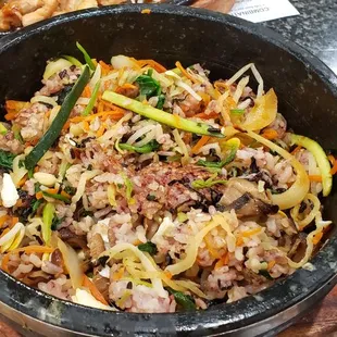 Bibimbap with beef mixed