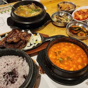 Galbi,Tofu soup, short rib soup