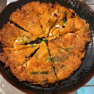 Kimchi and seafood pancake