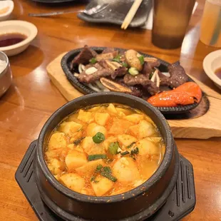 Tofu Soup with Galbi in the back!