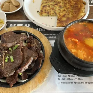 Tofu soup and galbi