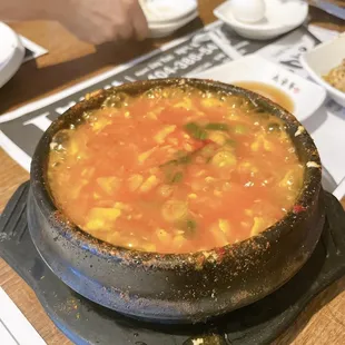 Dumpling tofu soup