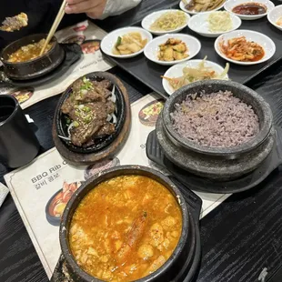 The spread. T1. Combination Soon Tofu and Galbi