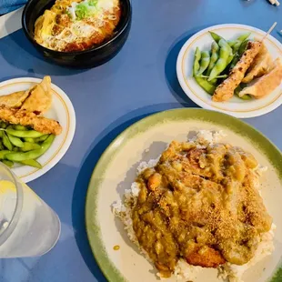 Pork katsu don and pork curry