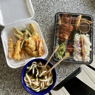 Tempura udon and chicken katsu