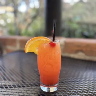 Chul Sunrise   Burnetts a peach Vodka, Fresh OJ, Maraschino Cherry Syrup