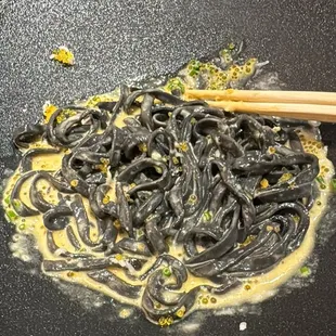 Squid ink, uni and tobiko pasta