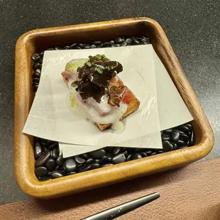 Toro with truffles and caviar toast is so yummy!