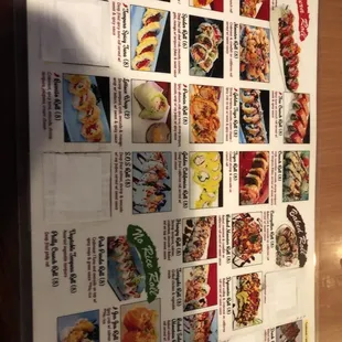 sushi and sashimi, menu