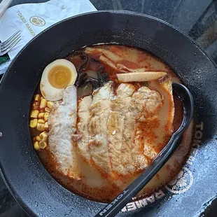 Chicken Shoyu Ramen with chili oil in it