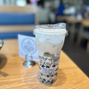 Black tea wow tea cap with boba