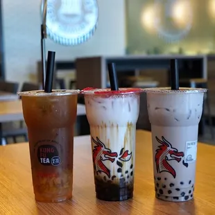 Peach Oolong Punch tea, Red Bean Wow Milk Tea, taro milk tea
