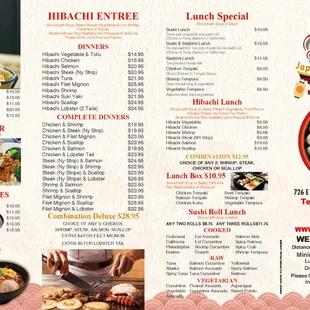 Latest menu update