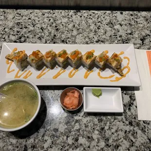 Shrimp Tempura roll with salmon