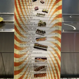 Sushi menu
