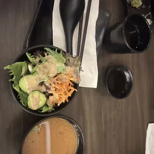 Miso soup and salad