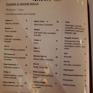 menu