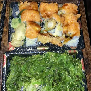 Empire State of Mind Roll (8pcs) and Seaweed Salad