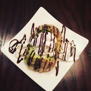 Fried green tea ice cream