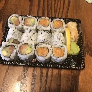 12. Spicy Salmon Roll and 5. Alaska Roll