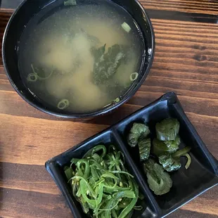 Miso soup and tsukemono