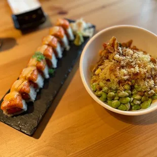 Poke Salad and Spicy Girl sushi roll.