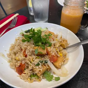 Thai fried rice with tofu.