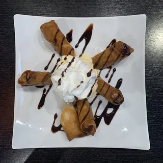 Banana Spring Rolls with Ice Cream