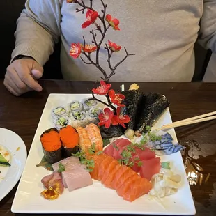 Orders of sushi and sashimi.