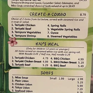 Togo Menu as of 4/21