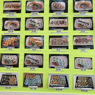 Updated sushi menu pic