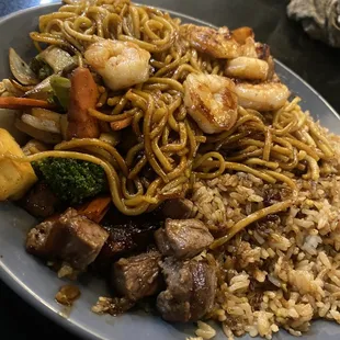 Steak and shrimp hibachi dinner
