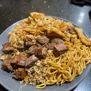 Hibachi steak, rice, and chicken!