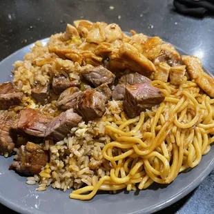 Hibachi steak, rice, and chicken!