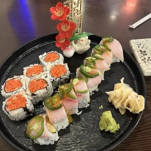 Spicy Tuna Roll; Yellowtail Fan&apos;s Roll
