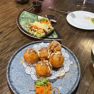 two plates of food on a table