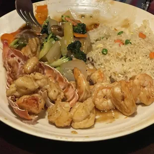 Lobster &amp; Shrimp Hibachi, Mixed Veges, and Rice