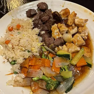 Beef &amp; Chicken Hibachi, Mixed Veges, and Rice