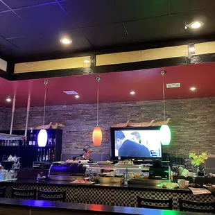 interior, sushi and sashimi