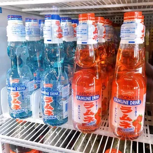 Ramune Marble Soda (original and strawberry flavor)